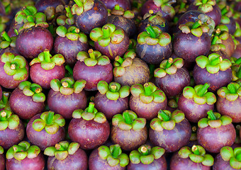 Image showing Mangosteen on the counter of market