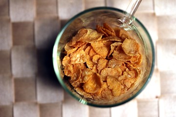 Image showing cornflakes in a glass