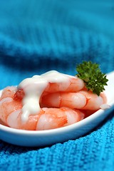 Image showing tasty fresh shrimps on a spoon
