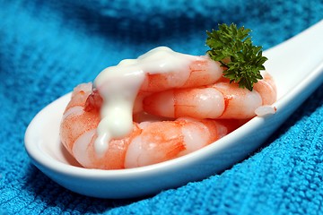 Image showing tasty fresh shrimps on a spoon