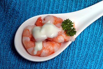 Image showing tasty fresh shrimps on a spoon