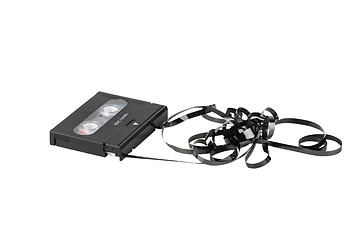 Image showing DAT cassette with tangled and twisted tape