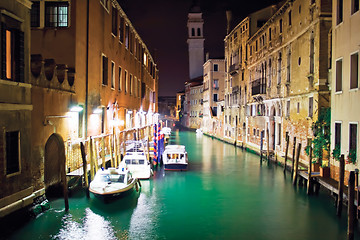 Image showing Venetian canal at night