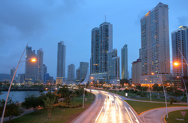 Image showing Stunning view of Panama City by the sunset.