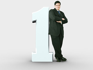 Image showing number one with a business man next to it