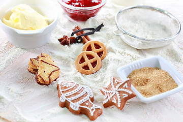 Image showing Baking ingredients for cookies and gingerbread