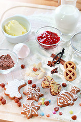 Image showing Baking ingredients for cookies and gingerbread