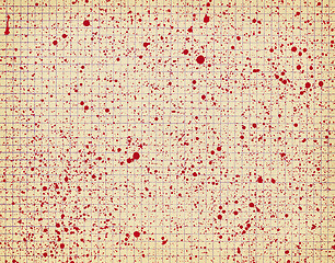 Image showing Checkered paper with red blots