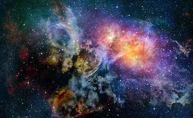 Image showing starry deep outer space nebual and galaxy