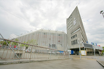Image showing Outside stunning view of St. Jakob-Park Stadium where the best f