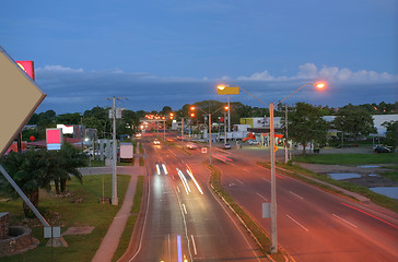 Image showing Main highway of Panama in the sunset (Via Interamericana).  This