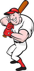 Image showing Baseball Player Batting Cartoon