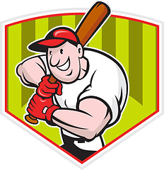 Image showing Baseball Player Batting Diamond Cartoon