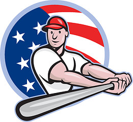 Image showing American Baseball Player Batting Cartoon