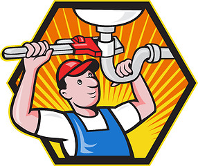 Image showing Plumber Worker With Adjustable Wrench 