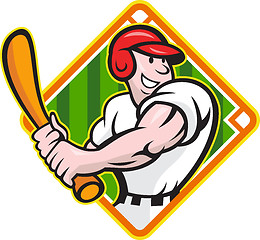 Image showing Baseball Player Batting Diamond Cartoon