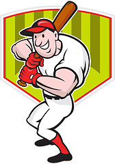 Image showing Baseball Player Batting Diamond Cartoon