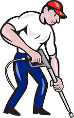 Image showing Power Washing Pressure Water Blaster Worker