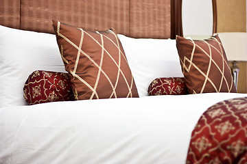 Image showing Pillows in Hotel bedroom