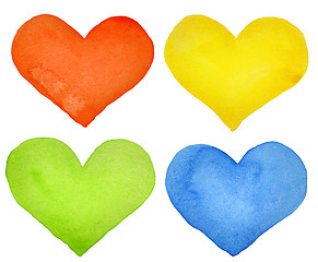 Image showing Watercolor hearts