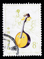 Image showing CHINA - CIRCA 1983: A Stamp printed in China shows the traditional Chinese musical instrument Ruan, circa 1983