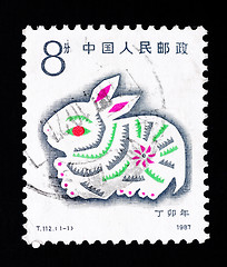 Image showing CHINA - CIRCA 1987: A Stamp printed in China shows the Year of Rabbit , circa 1987