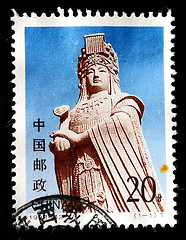 Image showing CHINA - CIRCA 1993: A stamp printed in China shows the statue of Goddess Matsu, circa 1993 