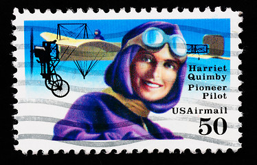 Image showing USA - CIRCA 1993 : stamp printed in USA showing Harriet Quimbly American pioneer pilot, circa 1993 