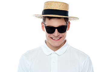 Image showing Closeup shot of smiling young man in hat