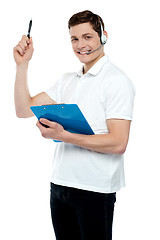 Image showing Male customer support executive assisting