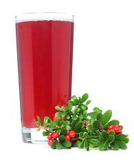 Image showing Juice and red cowberry isolated on white