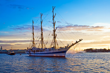 Image showing Old frigate on Neva river