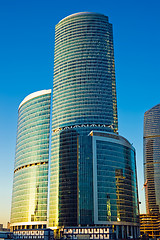 Image showing Tall skyscrapers at sunset