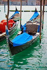 Image showing Gondolas in Venice canal