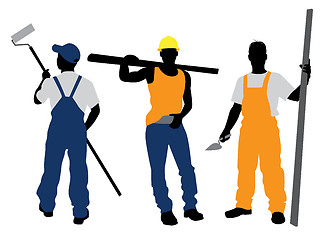 Image showing Three workers silhouettes