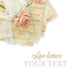 Image showing Love concept - background with rose and greeting card