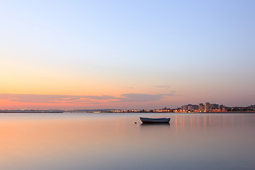 Image showing Sunser on Tejo river.