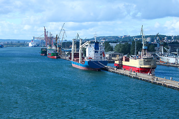 Image showing Port, dock and ships in city - logistics