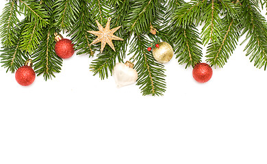 Image showing Christmas tree with decoration isolated