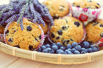 Image showing mascarpone and blueberry muffins