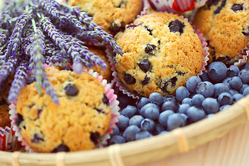 Image showing mascarpone and blueberry muffins