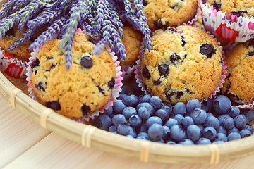 Image showing mascarpone and blueberry muffins