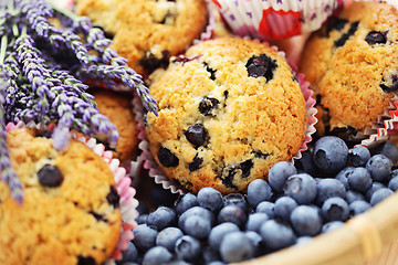 Image showing mascarpone and blueberry muffins