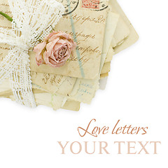 Image showing Background with rose and old greeting cards -  love concept