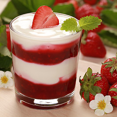 Image showing Yogurt with Strawberries