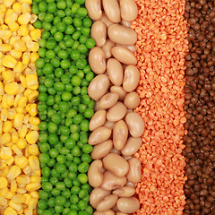 Image showing Beans, lentils, peas and corn
