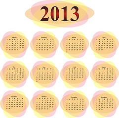 Image showing vector calendar 2013 in orange transparent ovals 