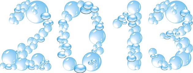 Image showing water bubbles letters 2013 isolated on white  