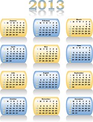 Image showing vector calendar 2013 in blue and yellow color