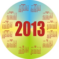Image showing round colorful calendar 2013  in vector 